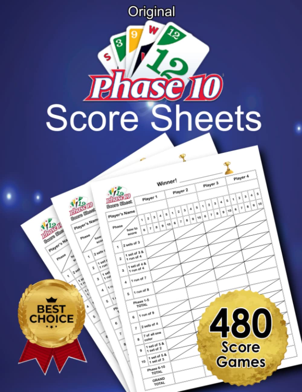 ler totalmente Original Phase 10 Score Sheets: 120 Large Score Pads for Scorekeeping – Phase 10 Card Game | Size 8.5 x 11 inches