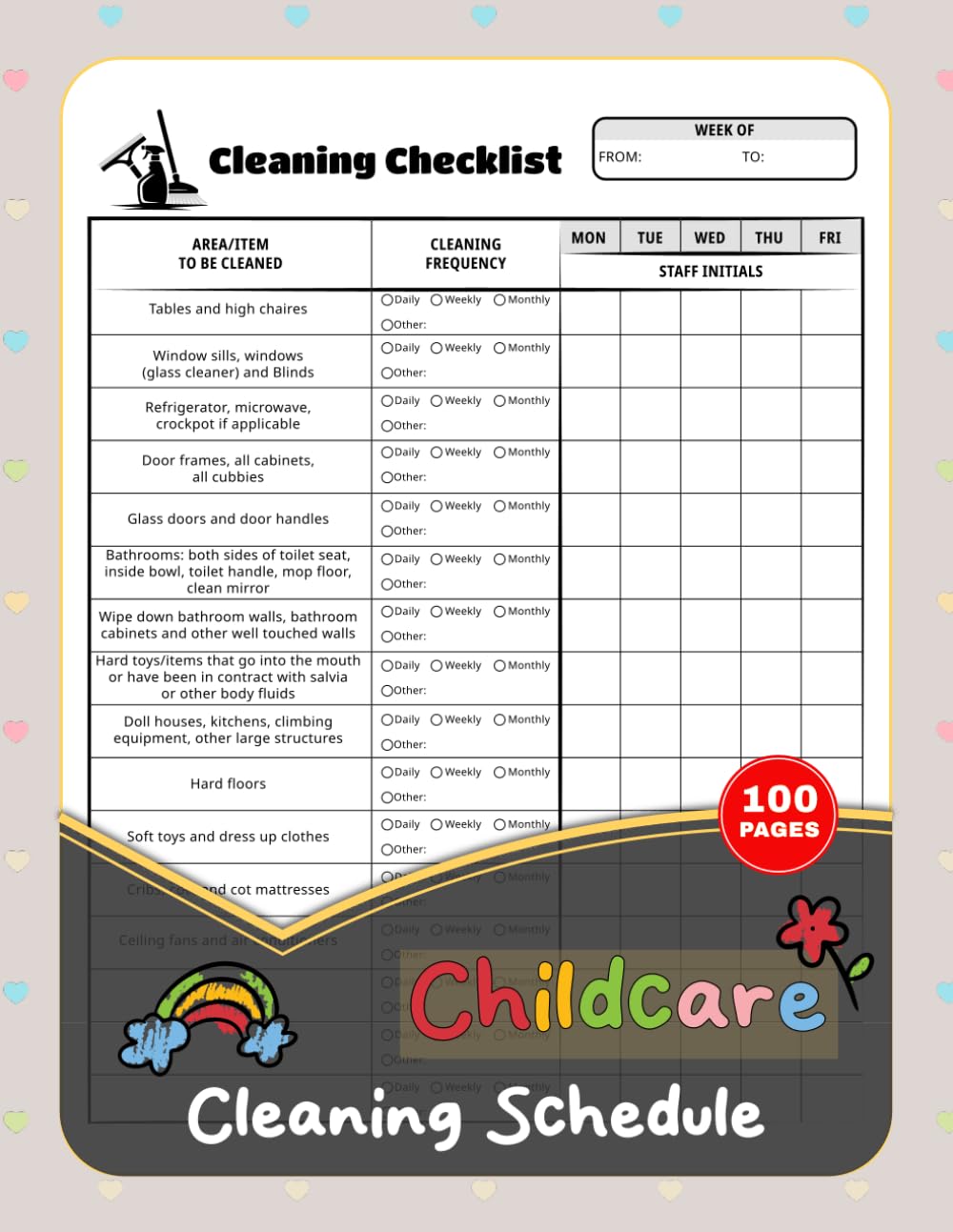 Childcare Cleaning Schedule: Facility Care Checklist Logbook for Daily Weekly & Monthly Tasks | Daycare Centers, Preschools & In-Home Daycares | 100 Pages baixar o livro de graça