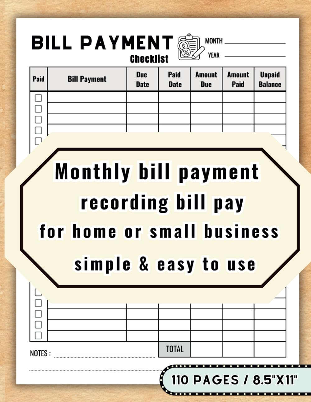 BILL PAYMENT CHECKLIST: Bill notebook for recording bills pay to remind you of monthly expenses and budgeting for Small Business, Personal Finance and Home. baixar o livro de graça