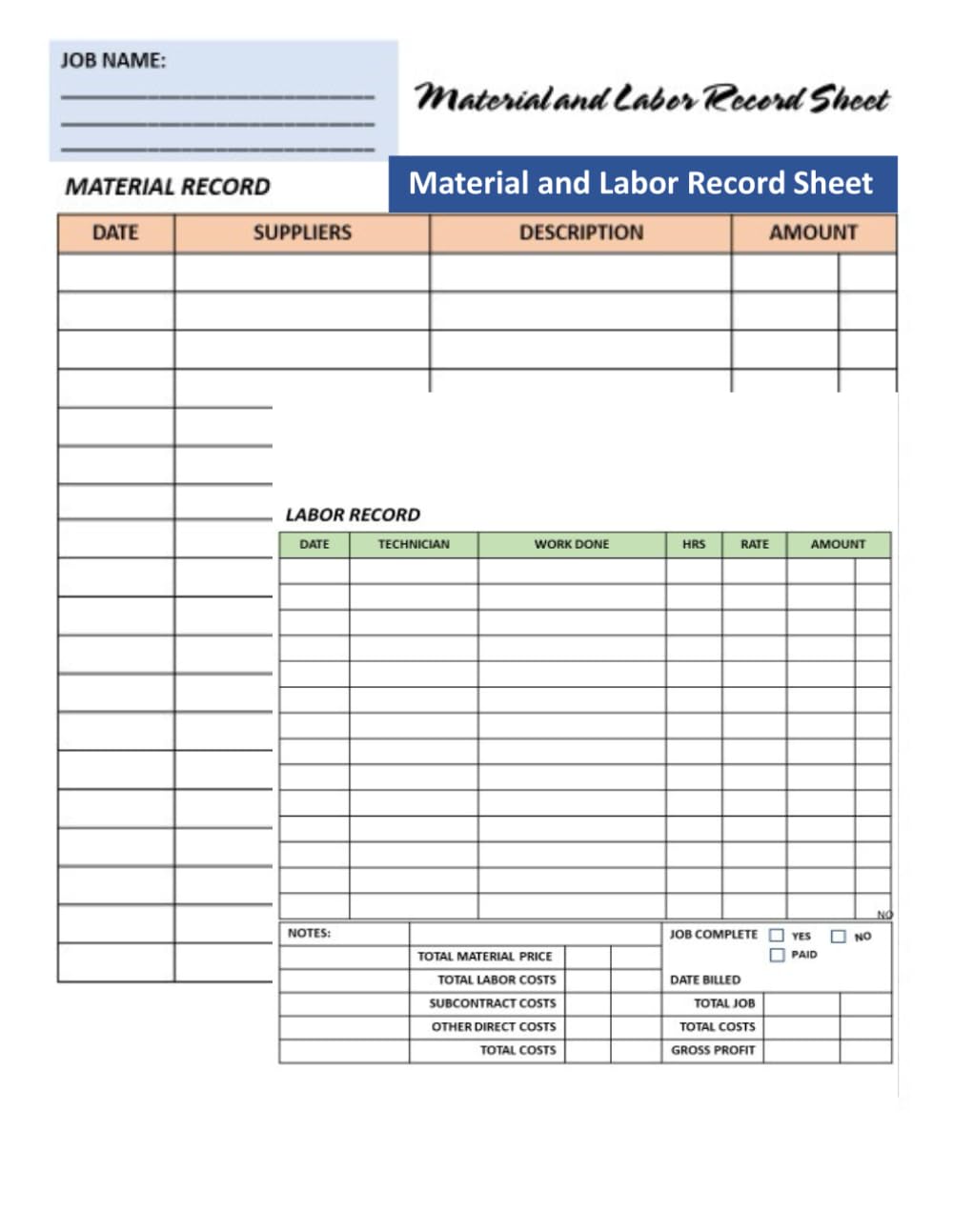 ler totalmente Material and Labor Record Sheet: A Comprehensive Record Book for Business Expenses.