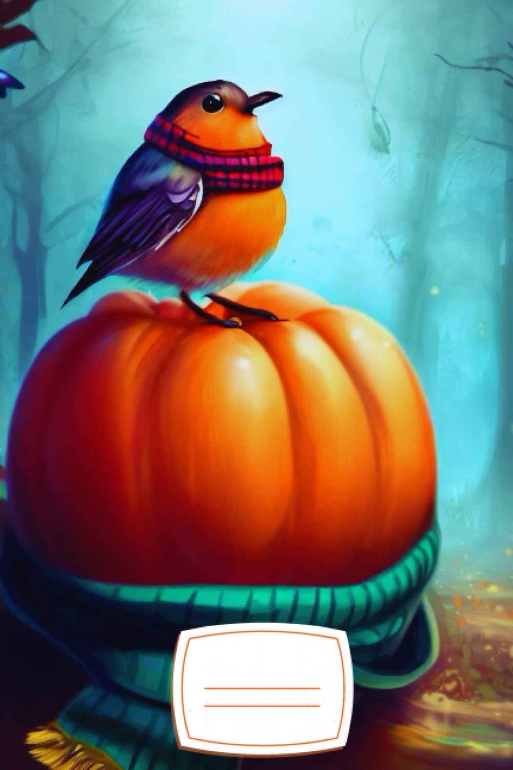 Cute Robin in Tartan Scarf, Spirit of Autumn & Winter Wildlife Aesthetic. Pumpkin Design.: 100 Page Lined Notebook baixar livro de graça