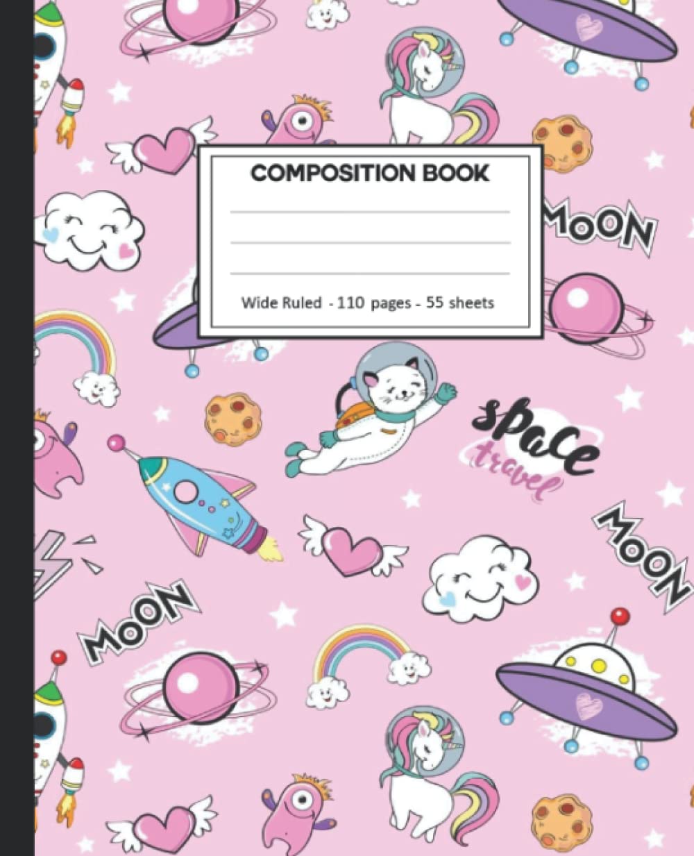 Composition Notebook: Space Wide Ruled Blank Lined Composition Book Journal (7.5 x 9.25 in) Cute Notebooks for Girls Teens Kids School Planner Diary Writing Notes.