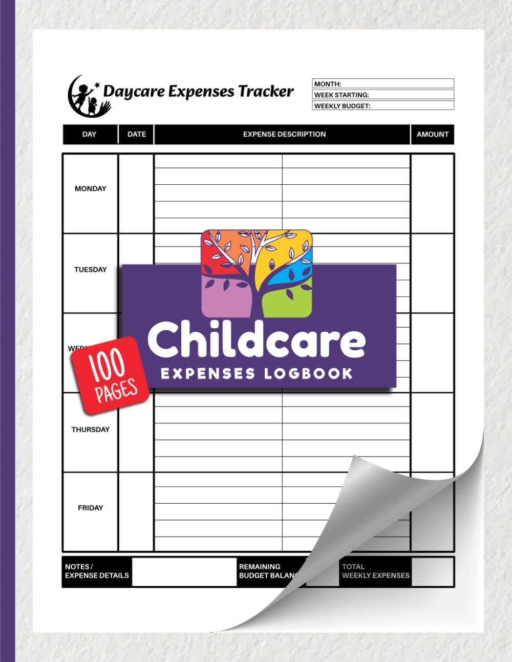 ler totalmente Childcare Expenses Logbook: Monthly and Weekly Spending Tracker for Home Daycare and Preschool | 100 Pages