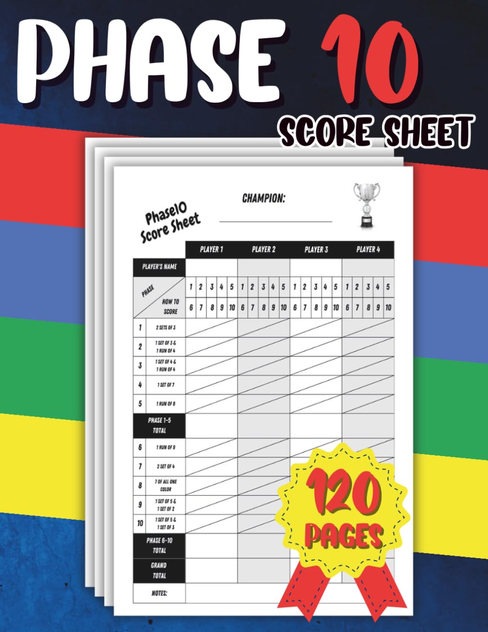 ler totalmente Phase 10 Score Sheet: Score Book with 120 Pages, Large Print Score Pads 8.5 x 11 inches for Scorekeeping