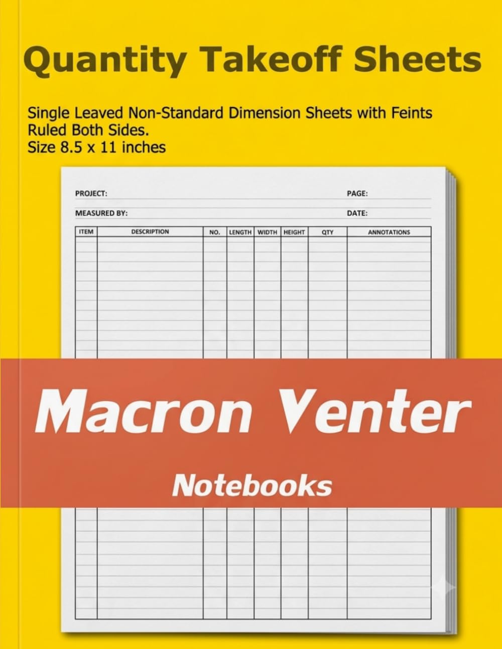 Takeoff Sheets for Quantity Surveying / Construction Estimating - Measurements Notebook:: 60 Non-Standard Dimension Sheets with Feint and Margins – Ruled Both Sides (Single-Leaved Page Format) baixar livro de graça