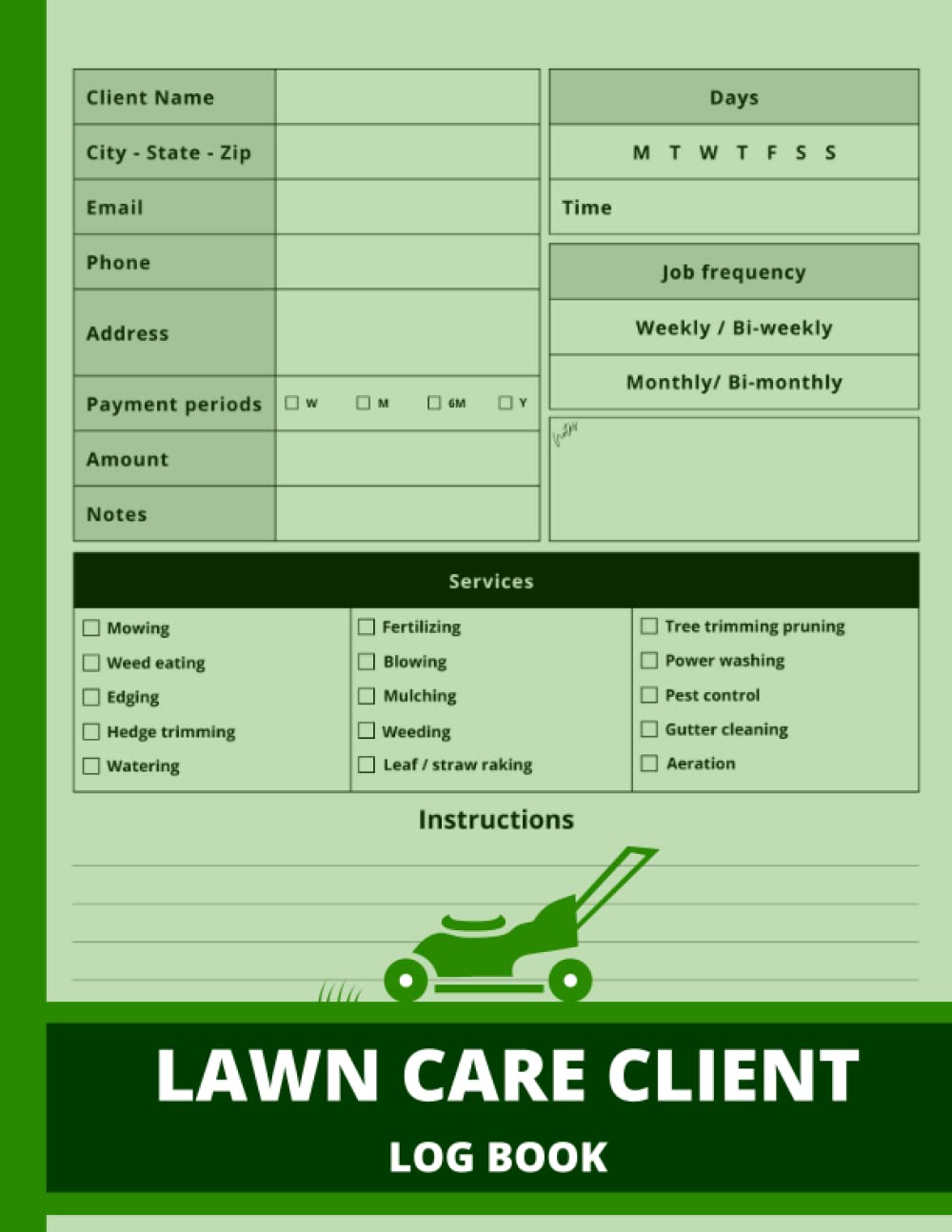 ler totalmente Lawn Care Client Log Book: Lawn Mowing and Landscape Appointment Logbook - Lawn Care Business Book - Track and Keep Record of Your Client's Information | Large 8.5 x 11 Inches | 120 Pages