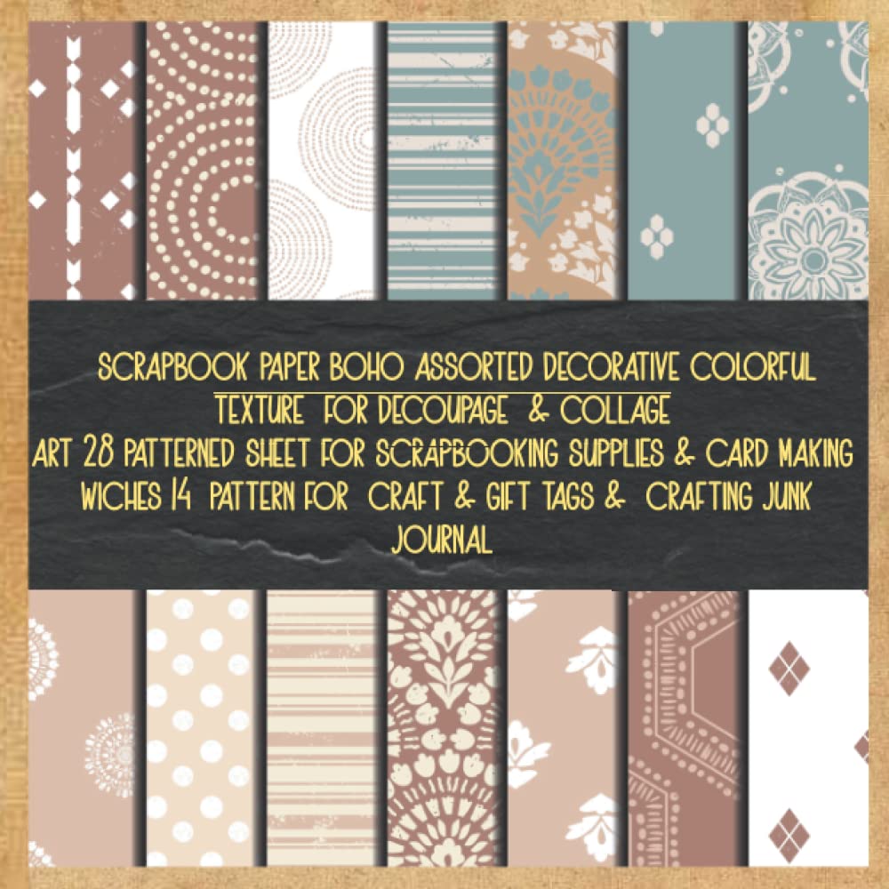 ler totalmente scrapbook paper boho assorted decorative colorful texture for decoupage & collage art 28 patterned sheet for scrapbooking supplies & card making... for craft & gift tags & crafting junk journal
