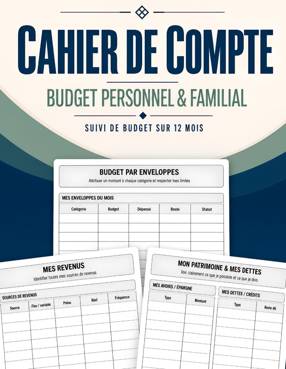 ler totalmente Cahier de Compte Budget Personnel & Familial: Planificateur de budget non daté sur 12 mois avec suivi des dépenses, revenus, épargne, factures, dettes et méthode des enveloppes (French Edition)