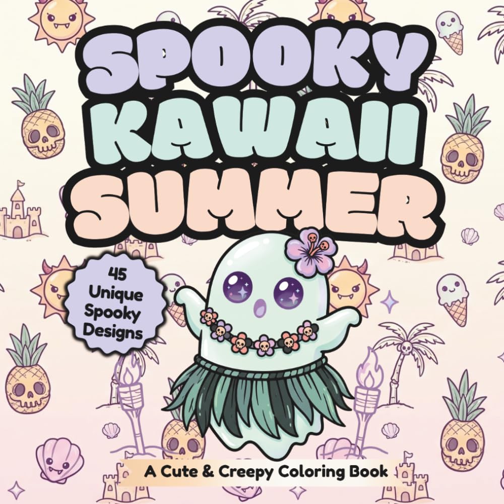 Spooky Kawaii Summer: Bold and Easy Cute Ocean & Spooky Beach Treats Coloring Book baixar o livro de graça
