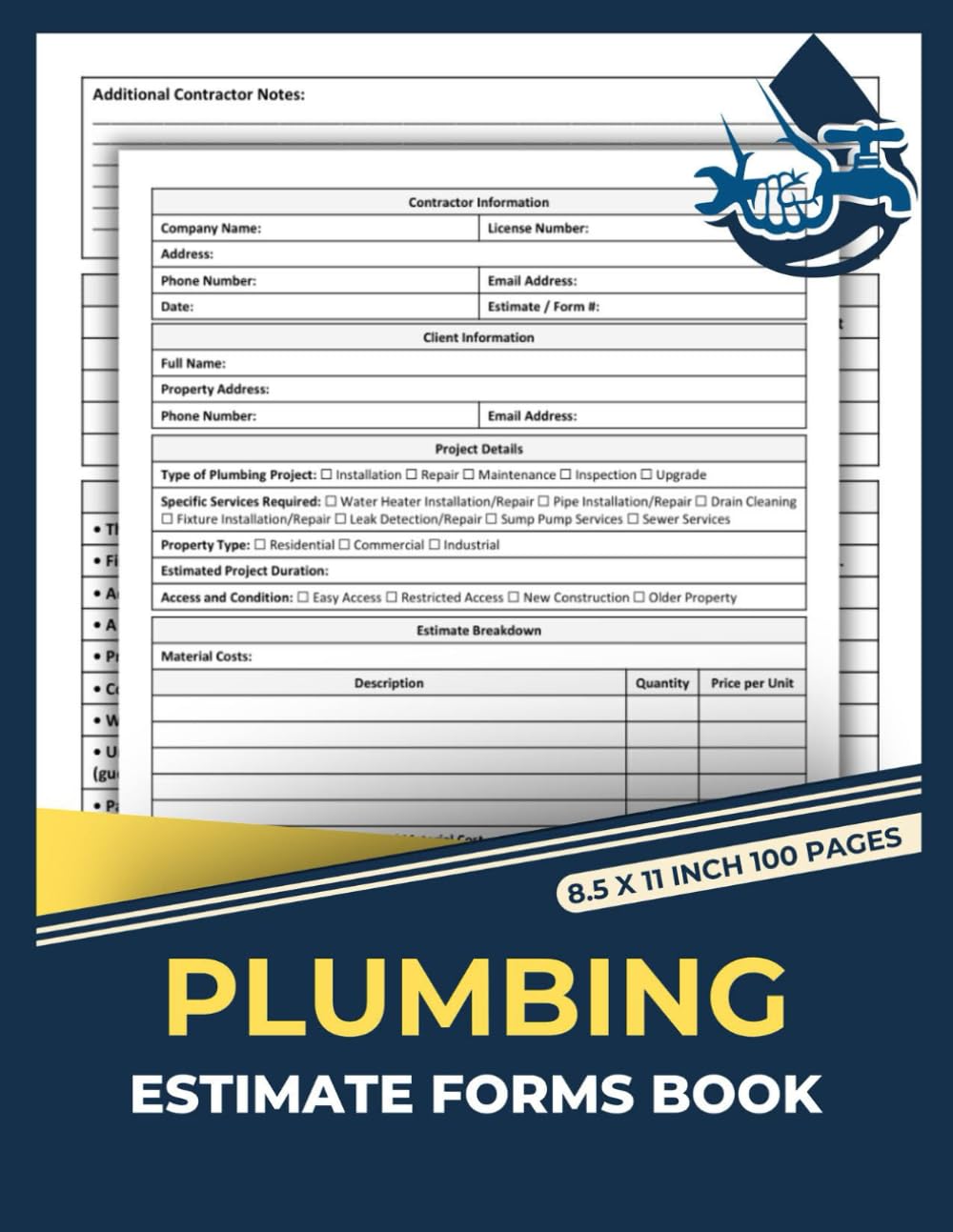 Plumbing Estimate Form Book: Plumbing Service Work Order Forms | Plumber Estimating Sheets | 50 Forms baixar o livro de graça