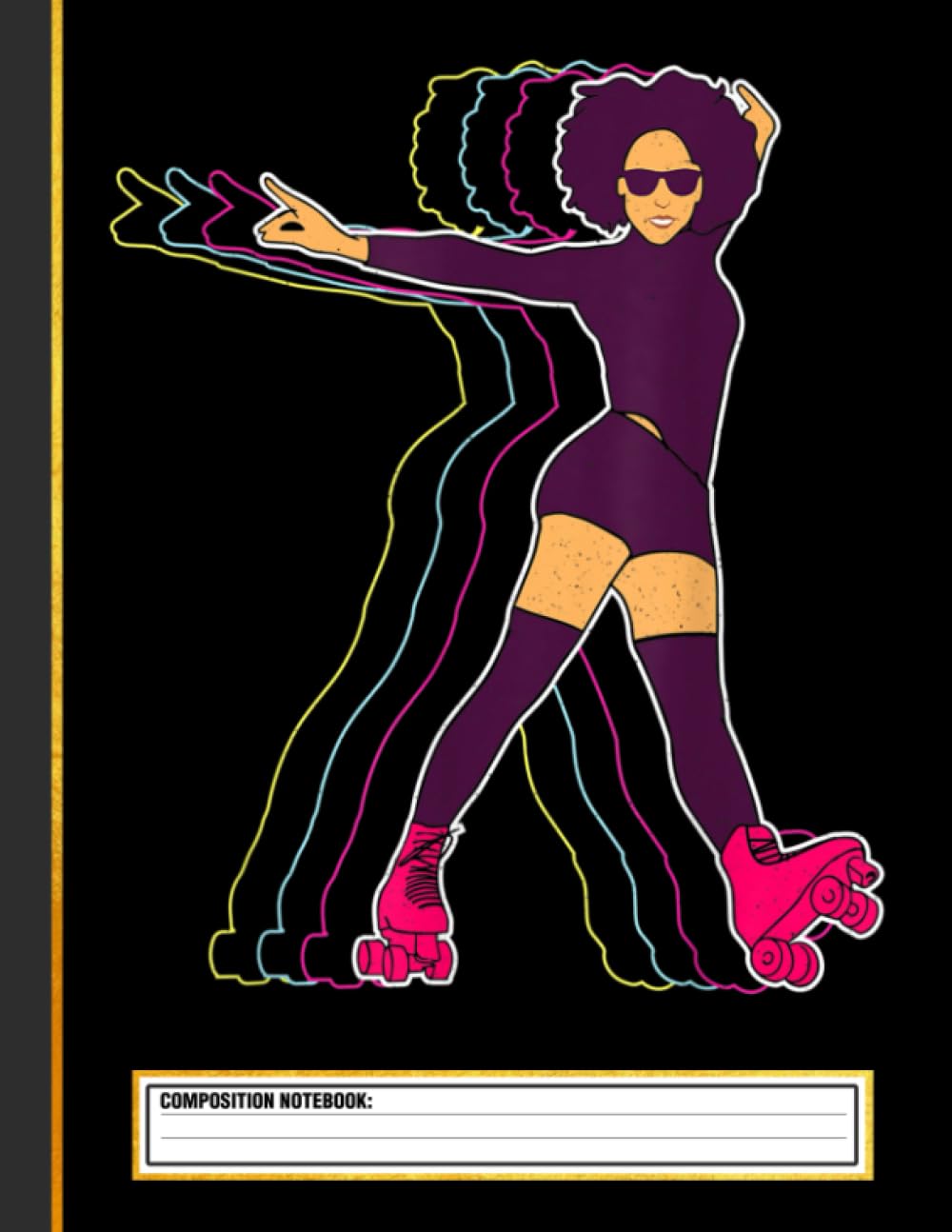 ler totalmente Afro Skater - Vintage 80s Roller Skating Retro 70s Skate Composition Notebook