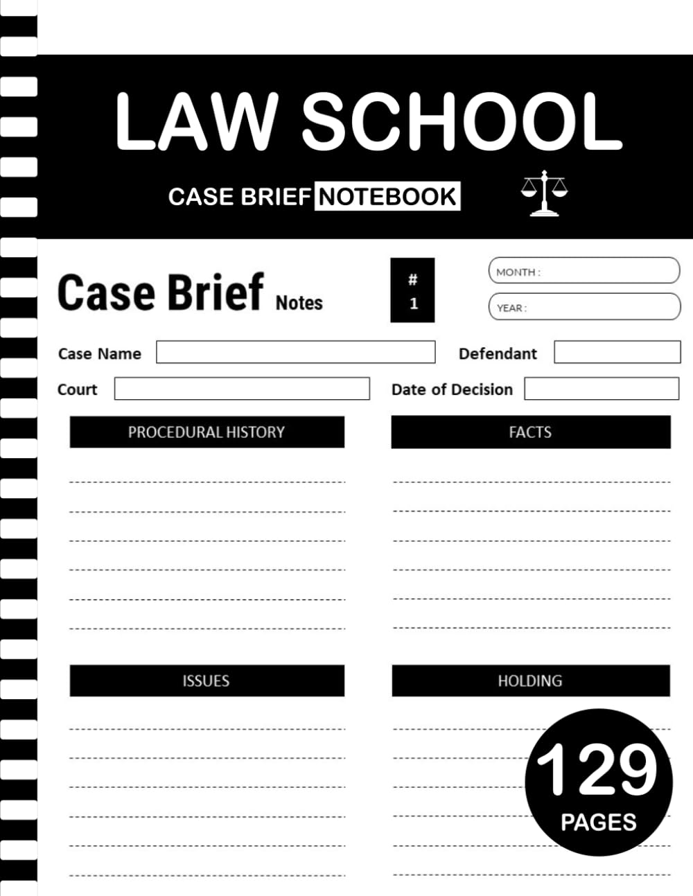 ler totalmente Law School Case Brief Notebook 2025: 129 Pages | 8,5 x 11 Inches