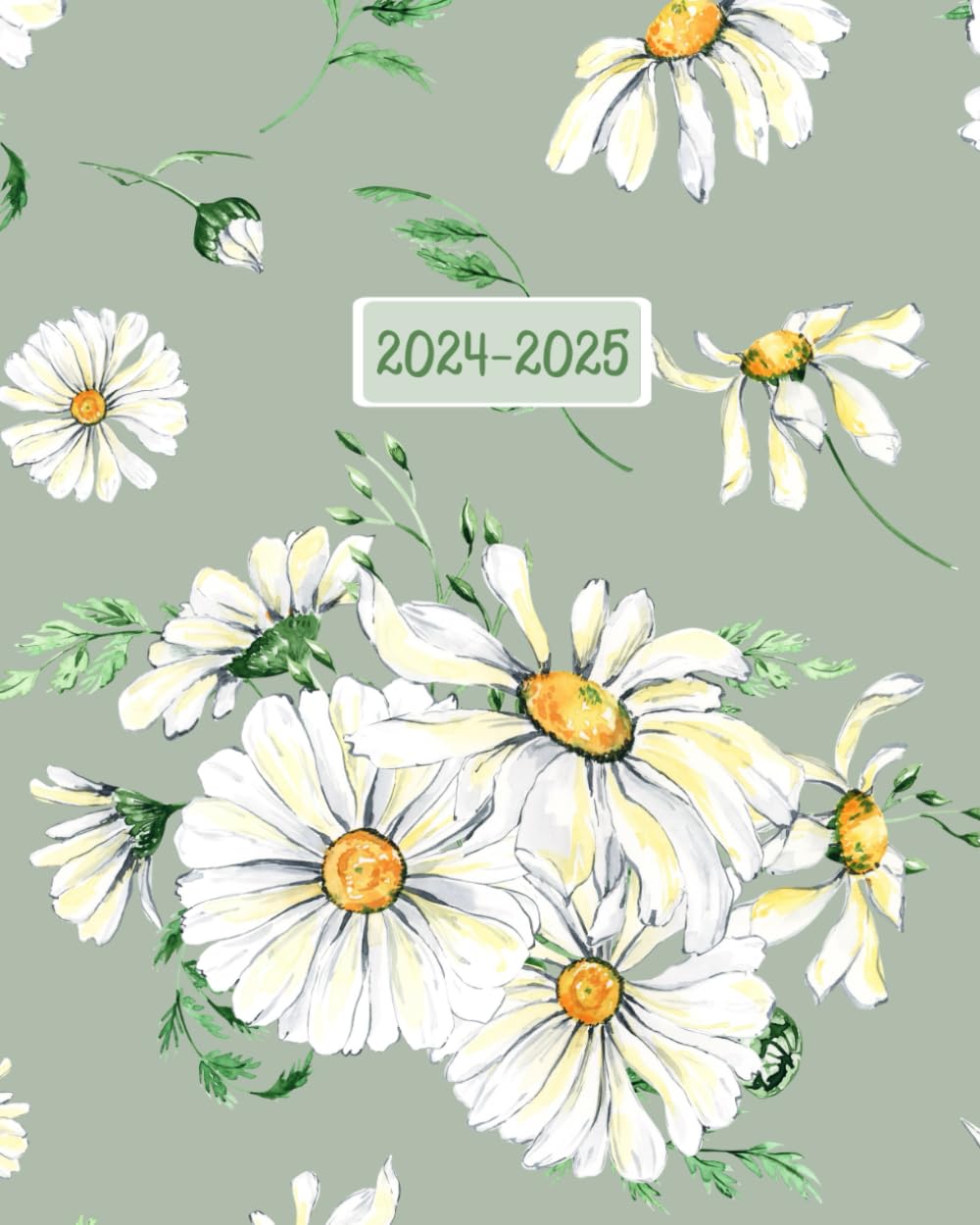 ler totalmente Monthly Planner 2024-2025: Daisy Flowers 2024 2025 ~ White Floral Print, Mint Green Cover ~ Cute 24, 25 Calendar Agenda For Women | Large 2 Year 8 x... Notes, To Do List, Contacts and Password Log