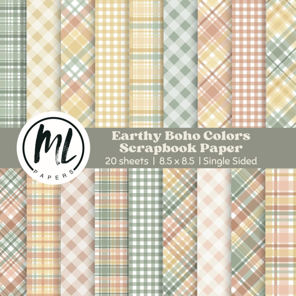 capítulo por capítulo baixar Boho Plaids Scrapbook Paper Pad: Earthy Plaids Craft Paper Pad, Neutral Colors Gingham Paper for DIY Card Making, Junk Journaling, Arts and Crafts Projects for Children, 8.5 x 8.5 inch