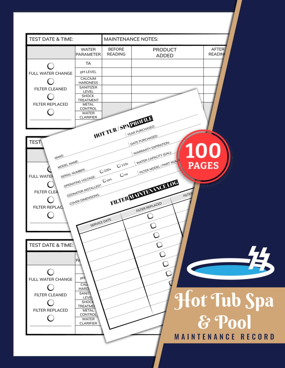 Hot Tub Spa & Pool Maintenance Record: Water Chemistry Tracker, Filter Cleaning Log, Repair & Service Journal, Chemical Treatment Records, Supply Inventory & Maintenance Planner | 100 Pages baixar livro de graça