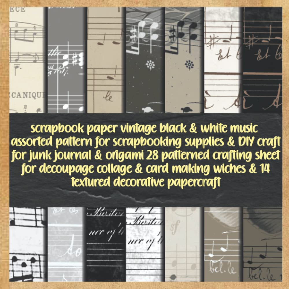 scrapbook paper vintage black & white music assorted pattern for scrapbooking supplies & DIY craft for junk journal & origami 28 patterned crafting... wiches & 14 textured decorative papercraft baixar livro de graça