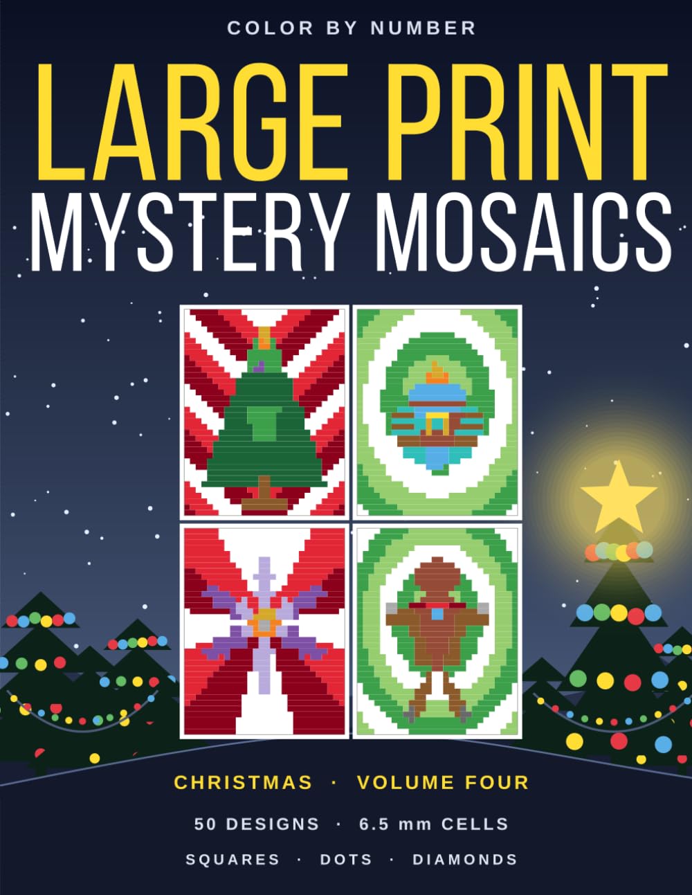 ler totalmente Large Print Mystery Mosaics: Christmas - A Color by Number Coloring Book for Adults and Seniors, 50 Holiday Designs with Extra-Large Cells, One Per Page