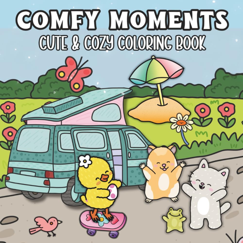 ler totalmente Comfy Moments: Cute And Cozy Coloring Book for Adults and Teens, hygge inspired Cute adorable animal Designs for Stress Relief and Relaxation.