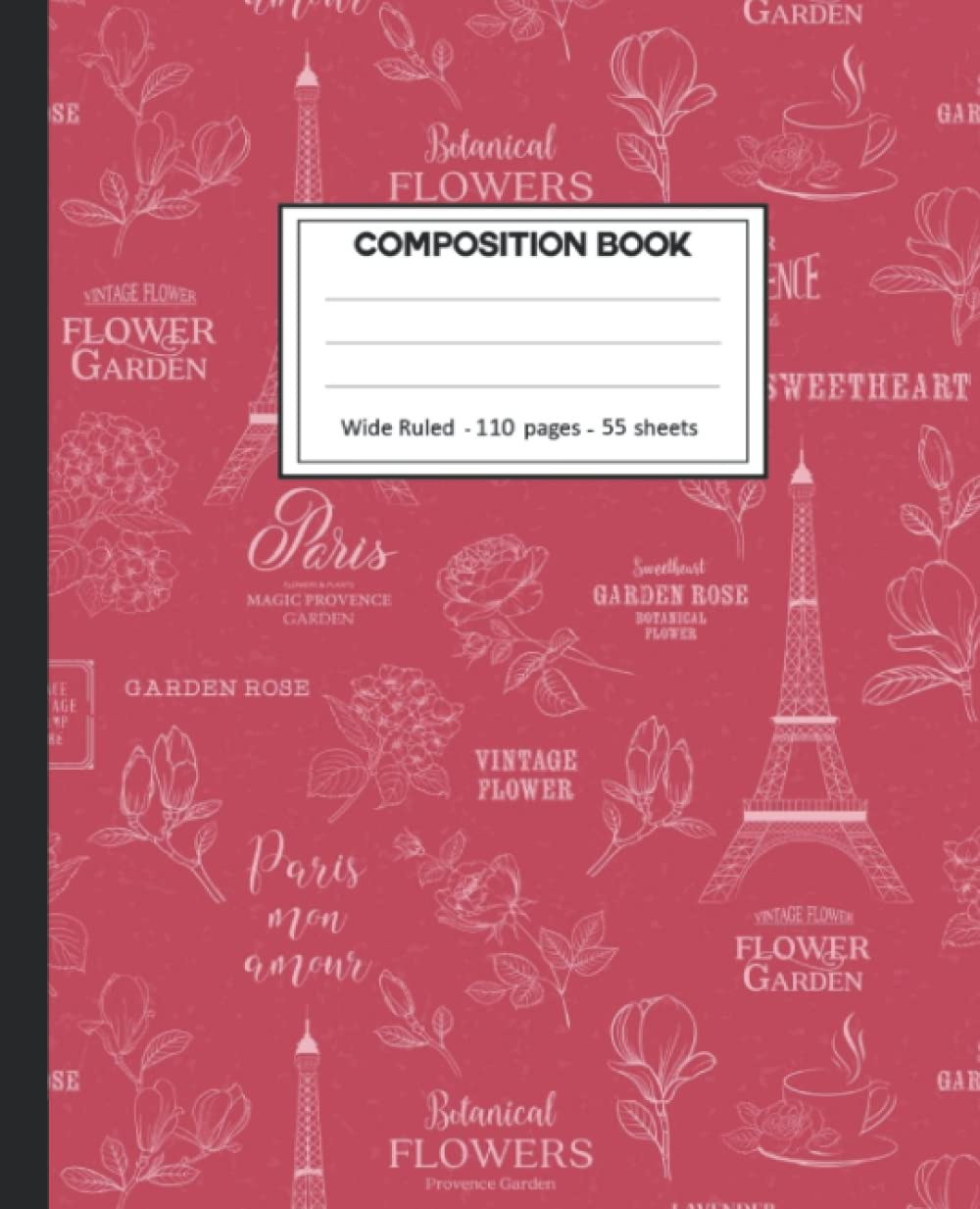 ler totalmente Composition Notebook: College Ruled: 110+ Lined Pages Writing Journal: Paris on White.