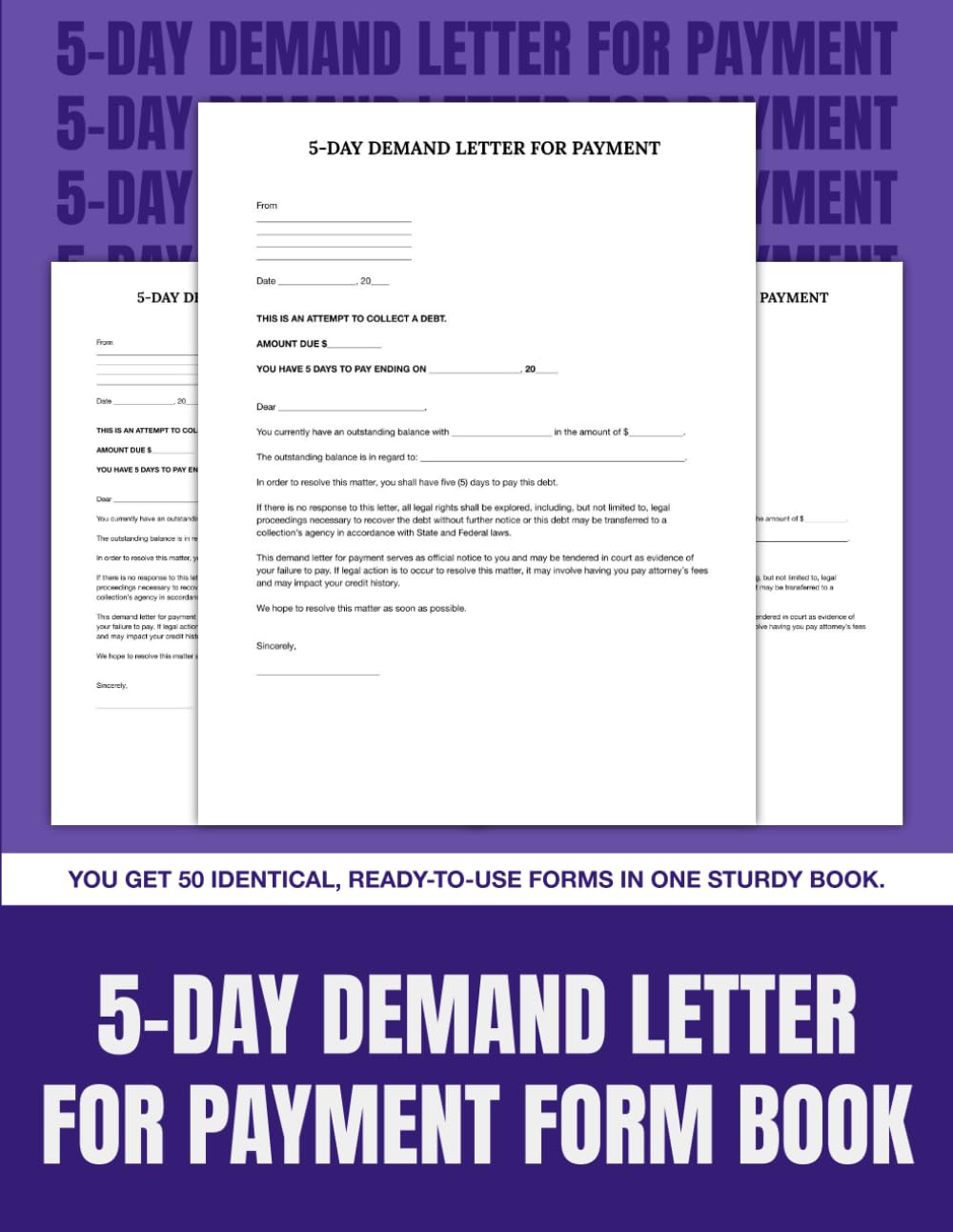 5-Day Demand Letter for Payment Form Book: 50 Ready-to-Use Debt Collection Forms | 8.5 x 11 in. baixar o livro de graça