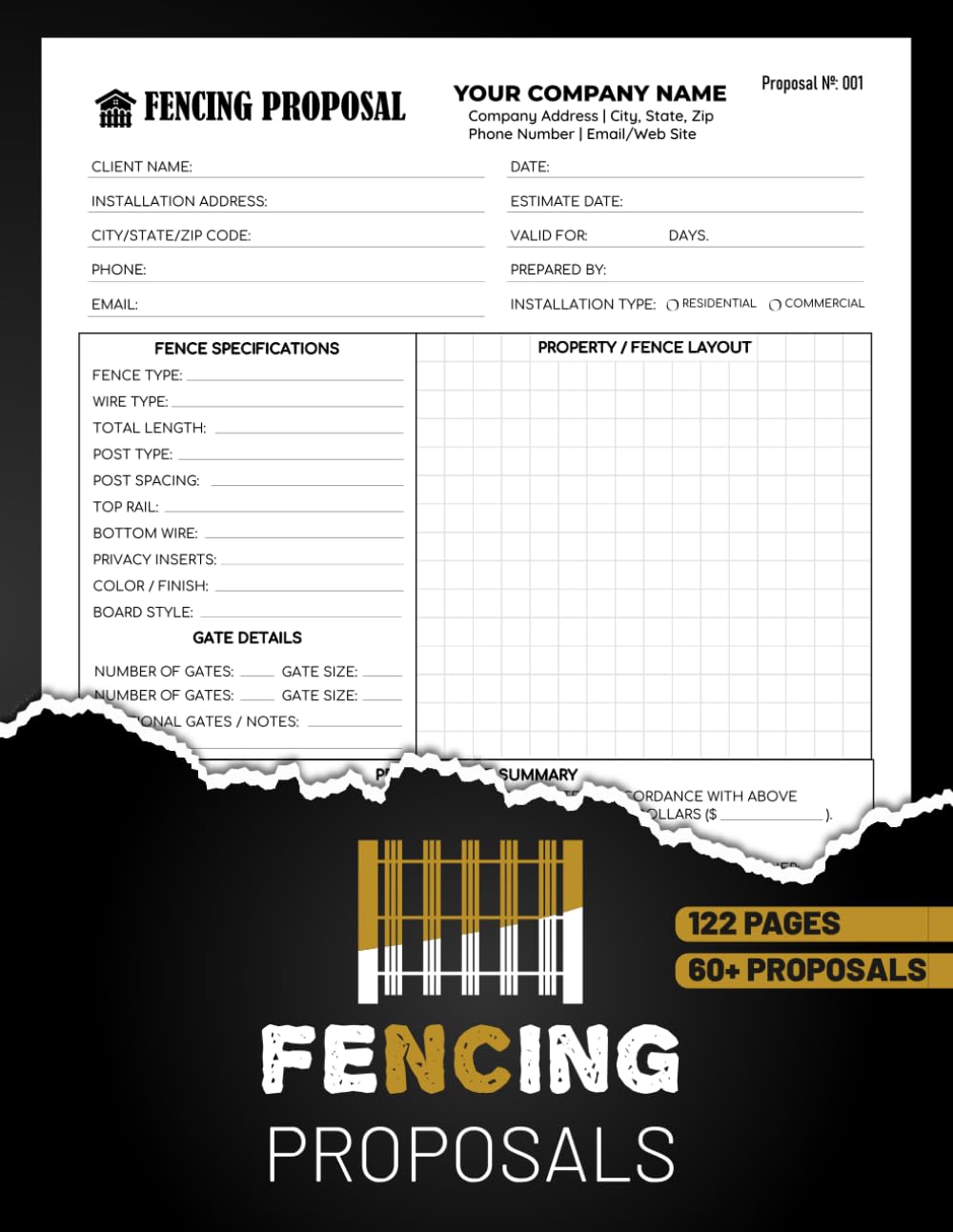 capítulo por capítulo baixar Fencing Proposals: Fence Work Estimate Logbook for Residential & Commercial Projects | Track Materials, Labor, Pricing & Customer Approvals | 60 Forms, 120 Single-Sided Pages