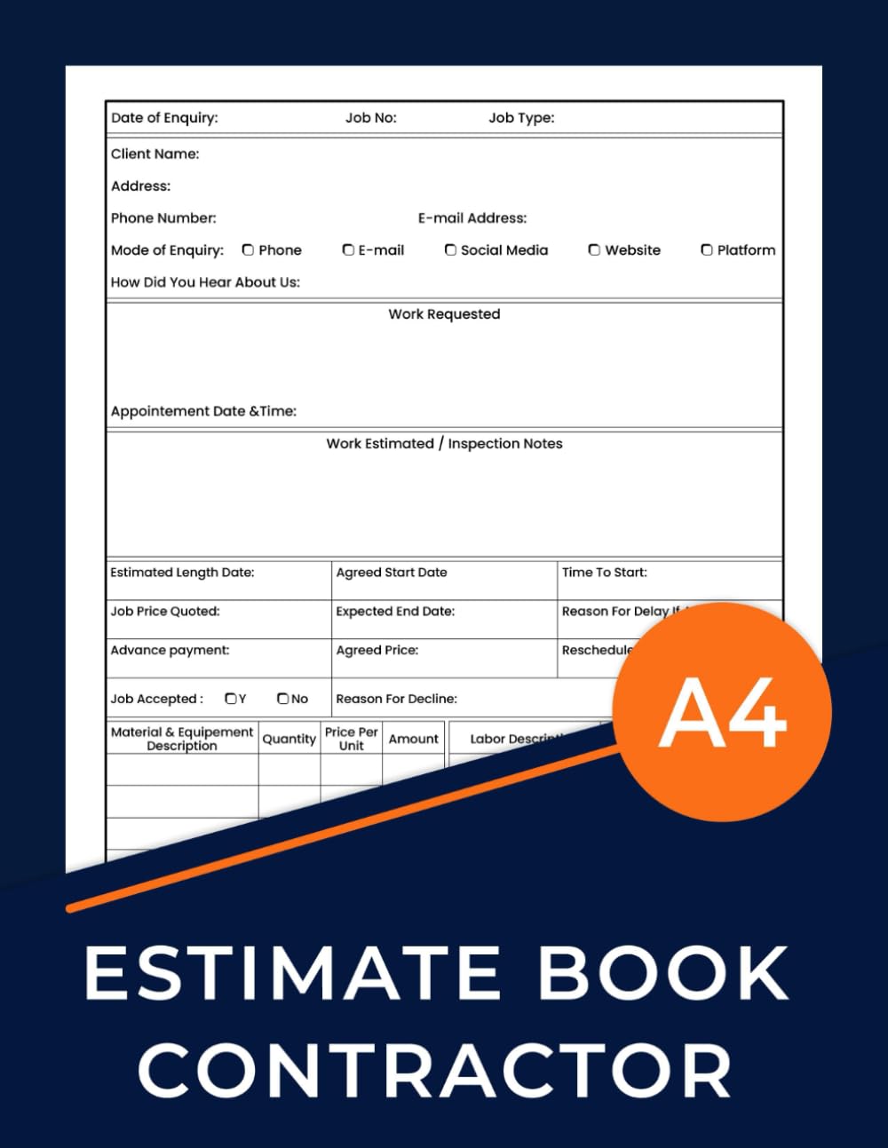 Estimate Book Contractor: The Ultimate Guide to Accurate Project Estimates For Contractors and Builders | A4 | 100 Pages baixar livro de graça