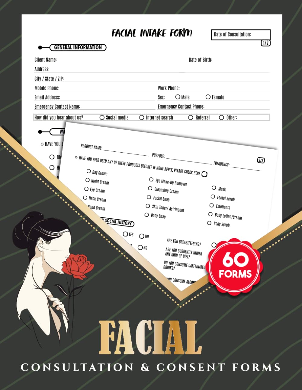 ler totalmente Facial Consultation & Consent Forms: Esthetician Client Intake Log for Beauty Salons & Spas | Record Customer History & Treatment Notes | 60 Forms, 120 Two-Sided Pages