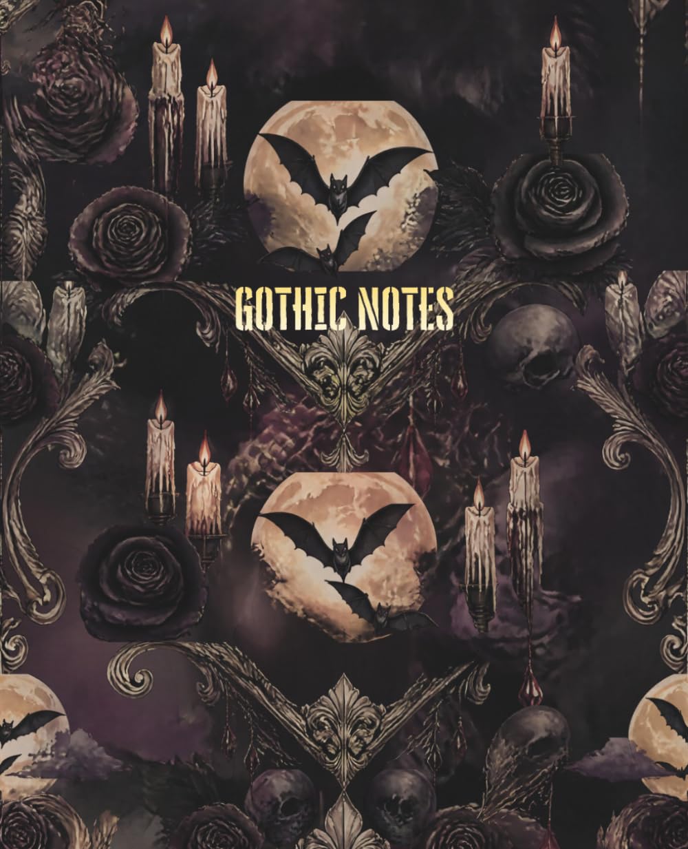 Halloween Gothic Notes Composition Notebook: College Ruled Lined Journal, 7.5 x 9.25 Inches, 100 Pages, Dark Fantasy Bats and Full Moon Aesthetic Cover for Writing and Journaling baixar o livro de graça