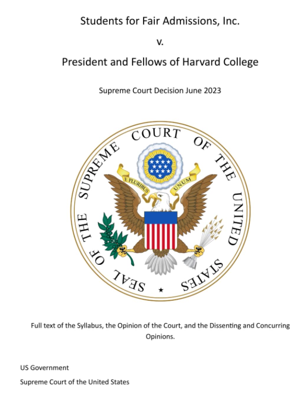 Students for Fair Admissions, Inc. v. President and Fellows of Harvard College Supreme Court Decision June 2023 baixar o livro de graça