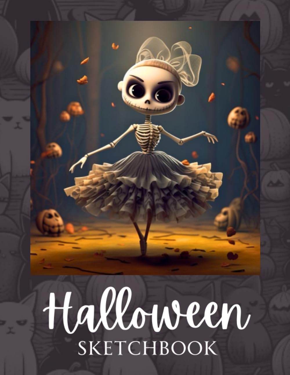 Halloween Sketchbook: Gorgeous dancing skeleton themed book for lovers of the spooky season