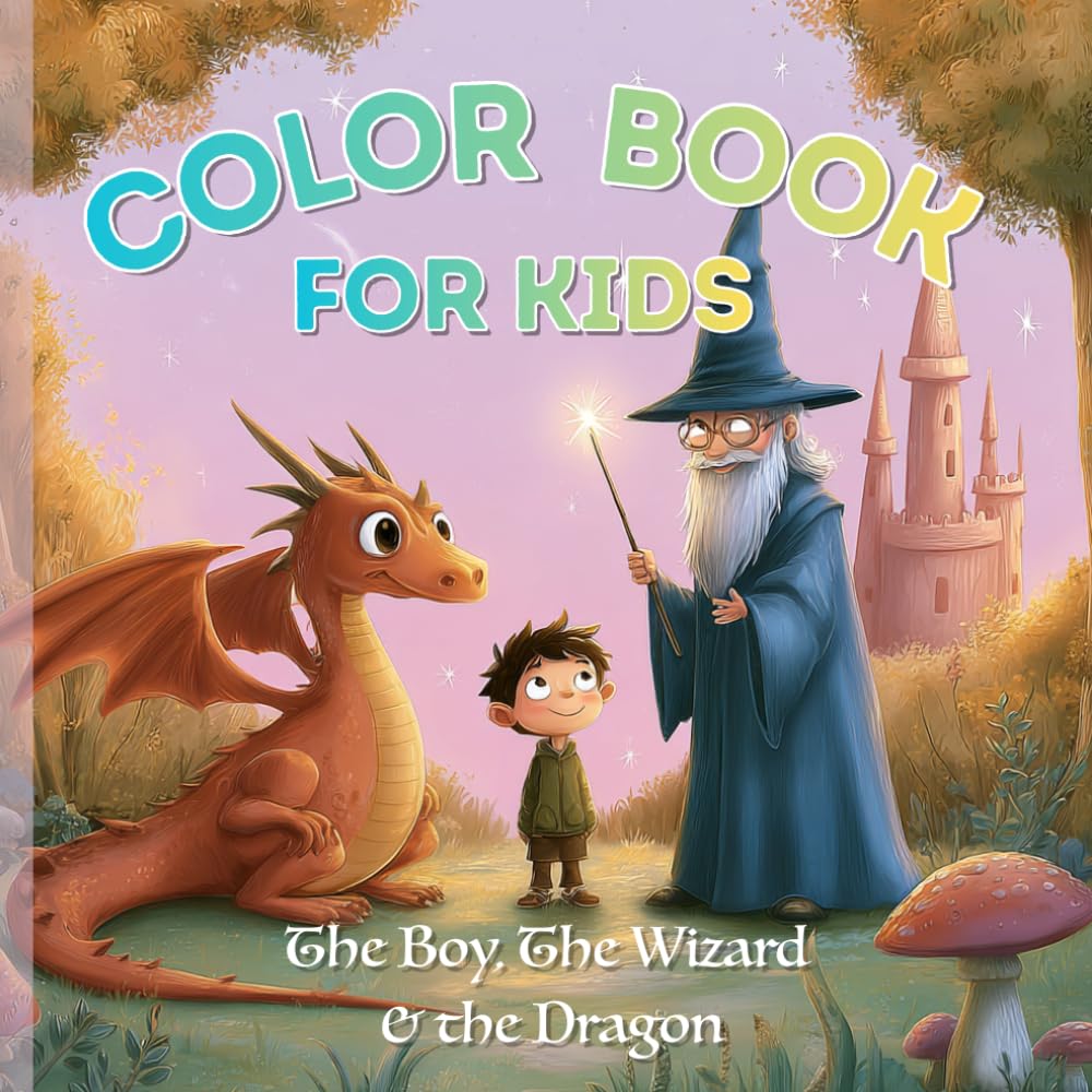 ler totalmente The Boy, The Wizard & The Dragon: A Magical Coloring Book for Kids Ages 3–7