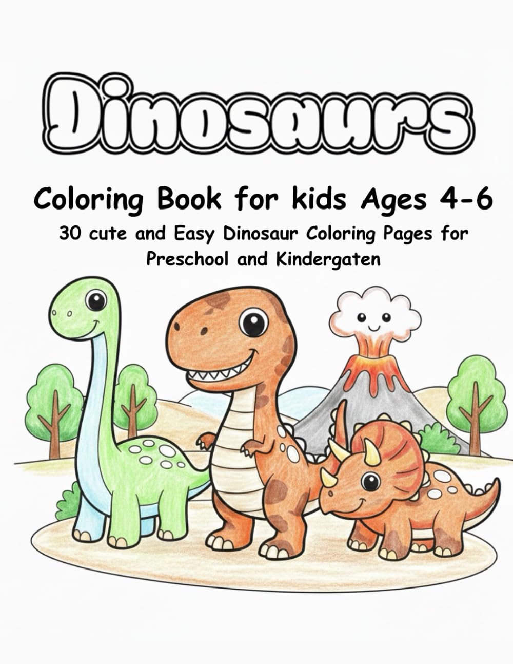 ler totalmente Dinosaurs Coloring Book for Kids Ages 4–6: 30 Cute and Easy Dinosaur Coloring Pages for Preschool and Kindergarten (Portuguese Edition)
