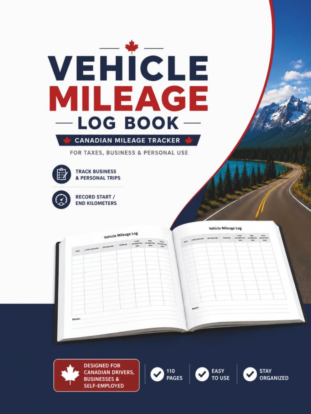 capítulo por capítulo baixar Vehicle Mileage Log Book: Canadian Mileage Tracker for Taxes, Business & Personal Use