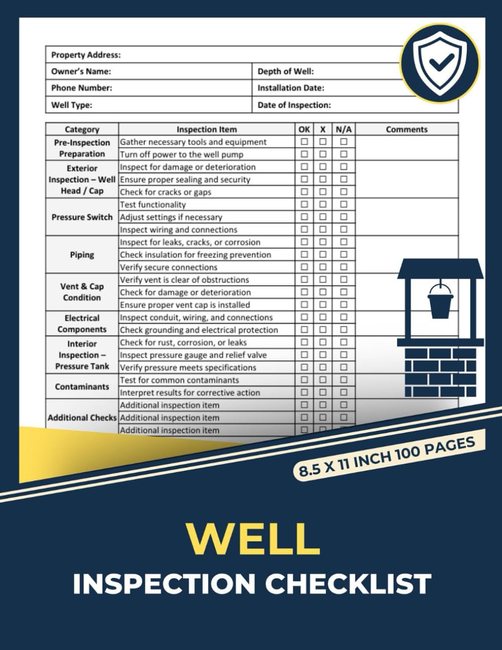 Well Inspection Checklist: for Homeowners and Inspectors | Water Well Record Log Book | Safety & Quality Checklists Forms baixar o livro de graça
