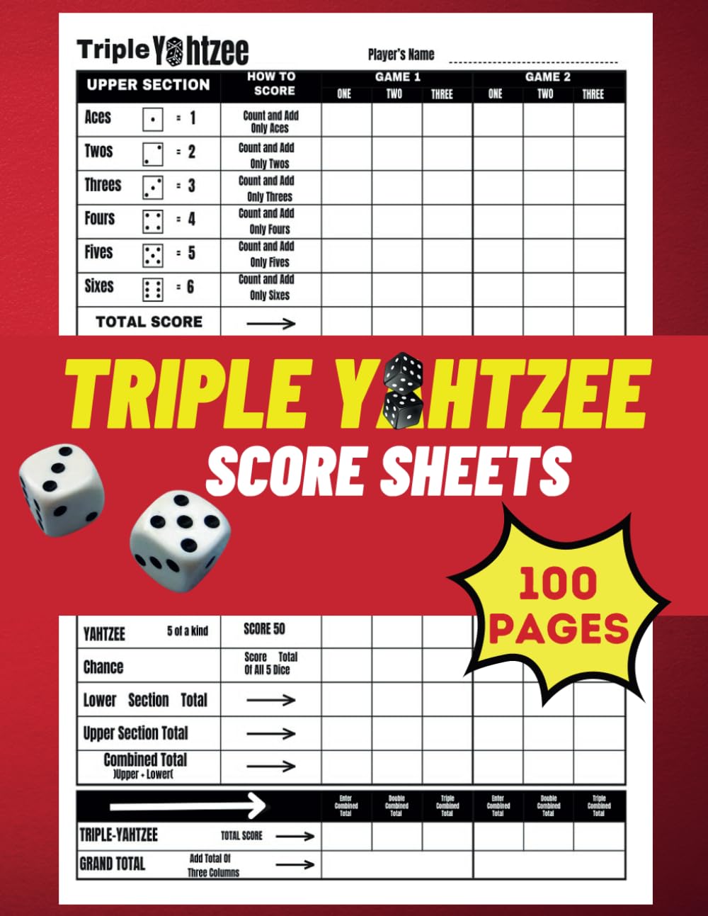 Triple Yahtzee Score Sheets: 100 pages Triple Yahtzee Large Score Pads, 8.5 x 11 inches, Large Score Pads for Scorekeeping baixar livro de graça