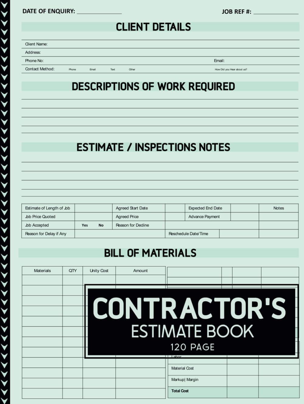 Contractor's Estimate Book: A Contractor Notebook to Record Quotation, Client Details, & Work Order Details for Small Business baixar o livro de graça