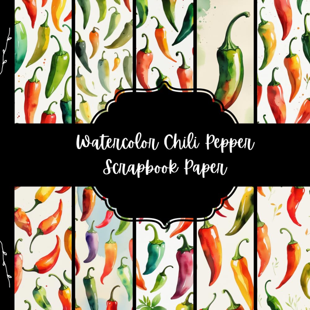 ler totalmente Watercolor Chili Pepper Scrapbook Paper, Vegetable Junk Journal Paper, Kitchen Decorative Paper, DIY Projects, Origami, Collage Sheets, Decoupage Paper, 10 Designs, Double Sided