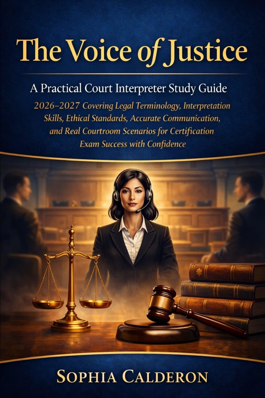 ler totalmente THE VOICE OF JUSTICE: A Practical Court Interpreter Study Guide Covering Legal Terminology, Ethical Standards, Accurate Communication, and Real Courtroom... Certification Exams Sucess (English Edition)