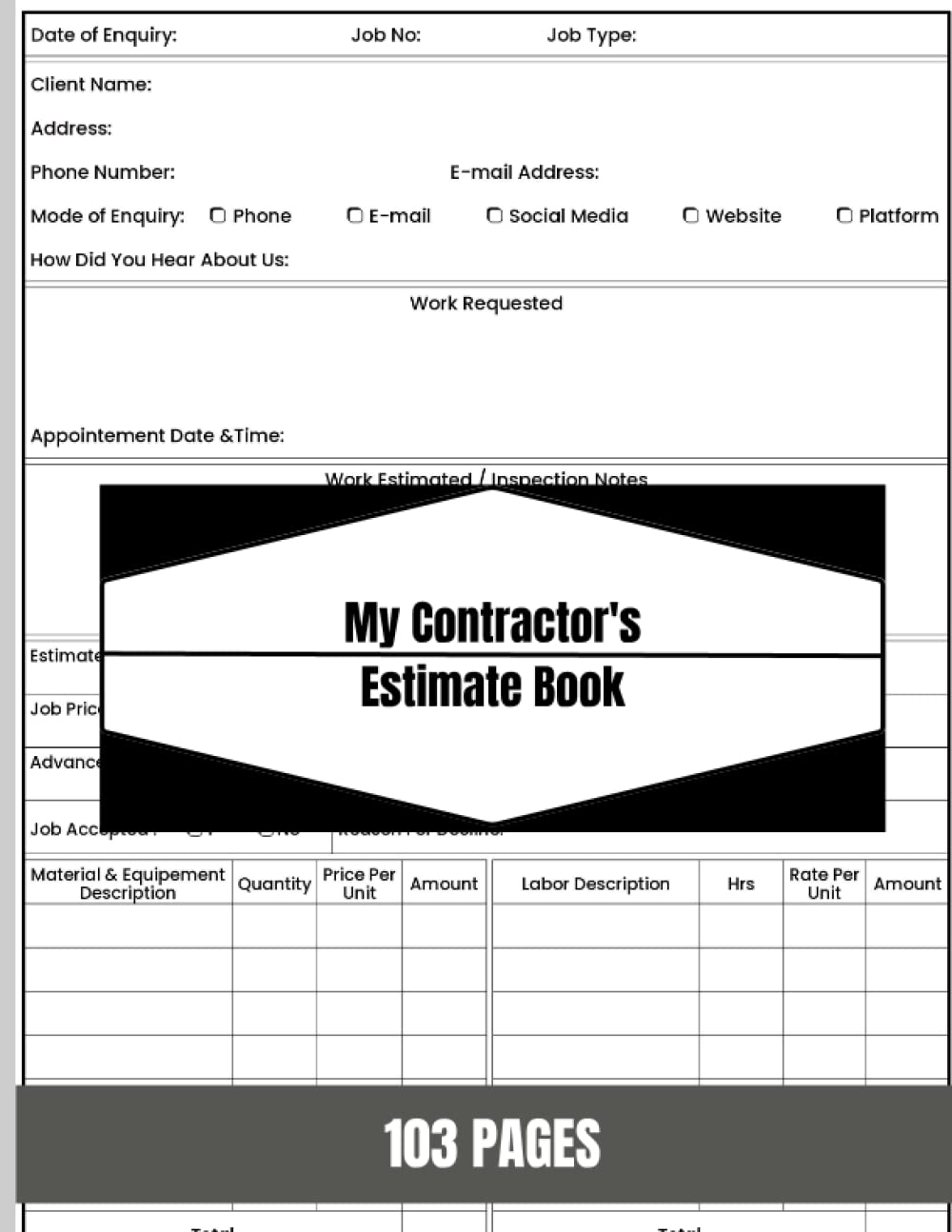 ler totalmente My Contractor's Estimate Book: Construction Management & Maintenance Log For Construction Contractors