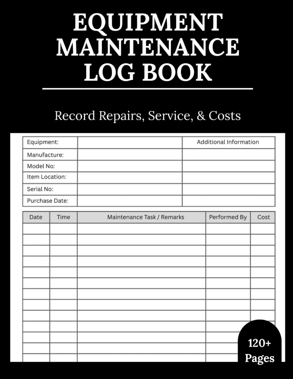 ler totalmente Equipment Maintenance Log Book: Daily & Monthly Record Tracker for Industrial Machinery, Fleet Vehicles, Office Equipment, and Facility Repairs | 8.5" x 11" 120+ Pages