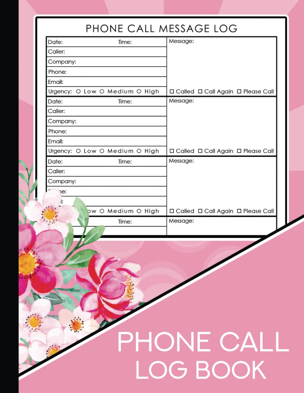 Phone Call Log Book: Telephone Message Book for Office with Notes | 600 Entries | Voicemail Notebook | Business Call Log Follow up | Pink and Black baixar o livro de graça