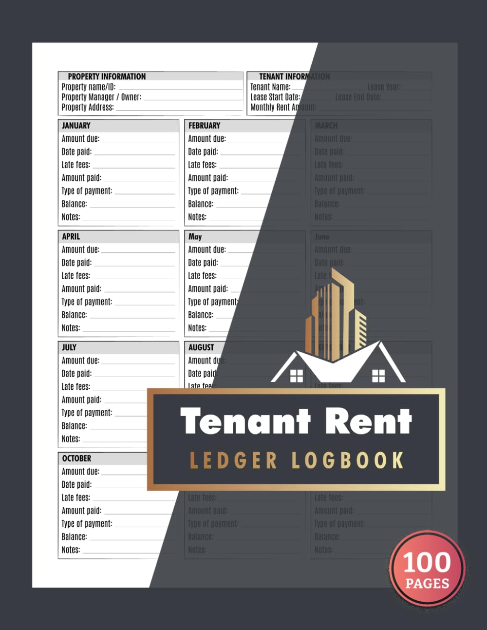 capítulo por capítulo baixar Tenant Rent Ledger Logbook: Monthly Yearly Rental Payment Collection Tracker for Landlords & Property Managers | Track Rent, Late Fees, & Remaining Balance | 100 Pages