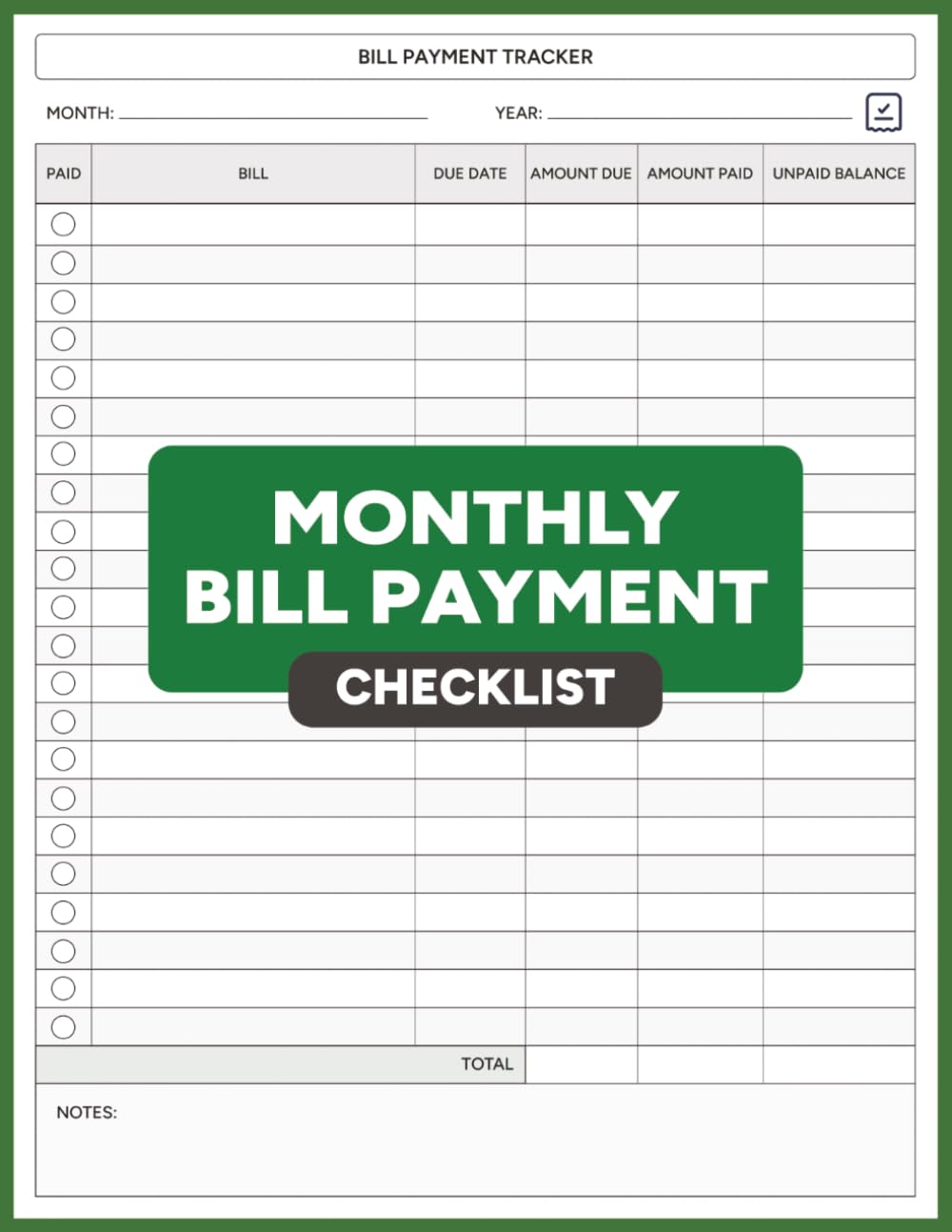 Monthly Bill Payment Checklist: A Simple Way to Track Bills, Payments, and Balances Without Missing a Due Date
