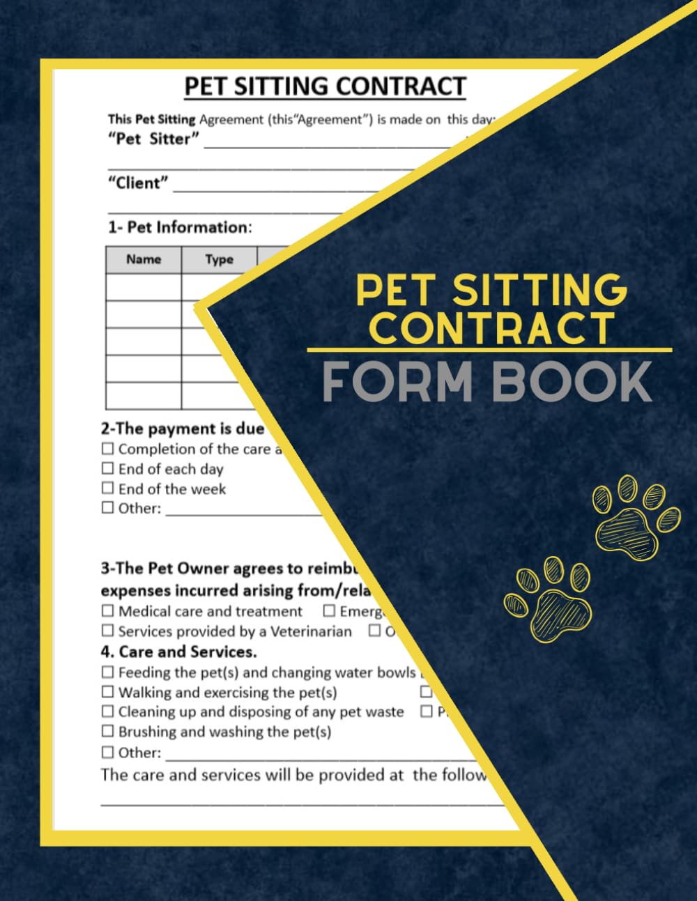 Pet Sitting Contract Form Book: Dog / Cat Sitting Services Agreement, 59 Contracts | 8.5''x11'' Inch. Agreement Between Client and Sitter baixar livro de graça