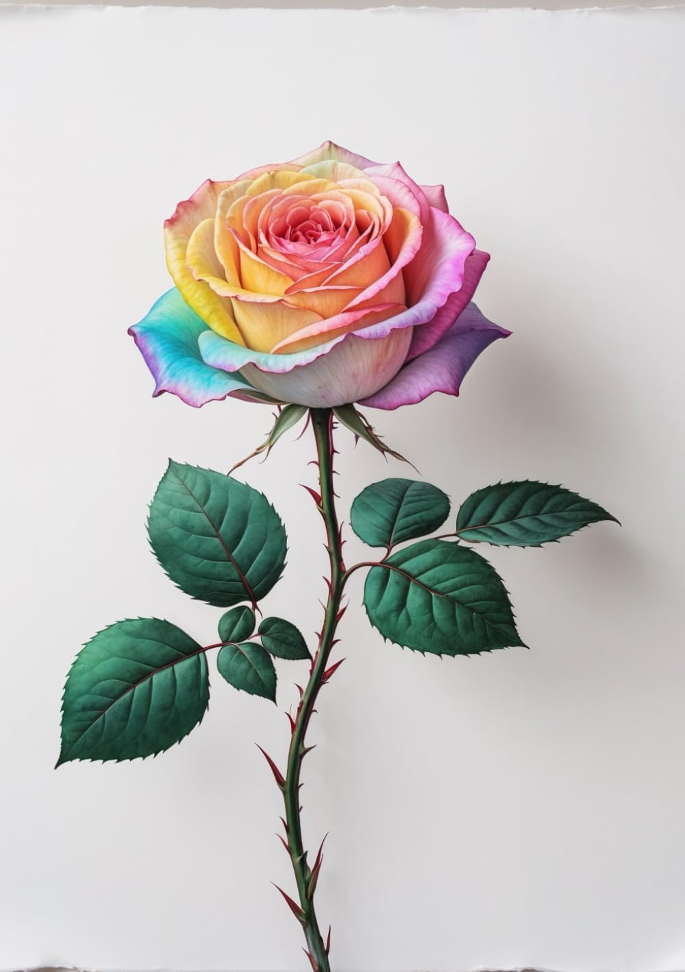 Rainbow Rose Notebook: Softcover, 240 Grid Pages, Glossy