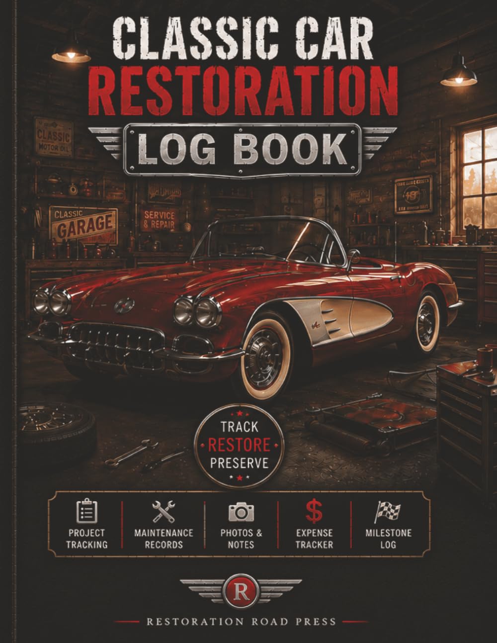 ler totalmente Classic Car Restoration Log Book: 5 Vehicle Profiles — 100 Session Logs — 100-Entry Parts Tracker — Cost Summary — Before & After Photo Pages — For Classic Car Enthusiasts & Restorers