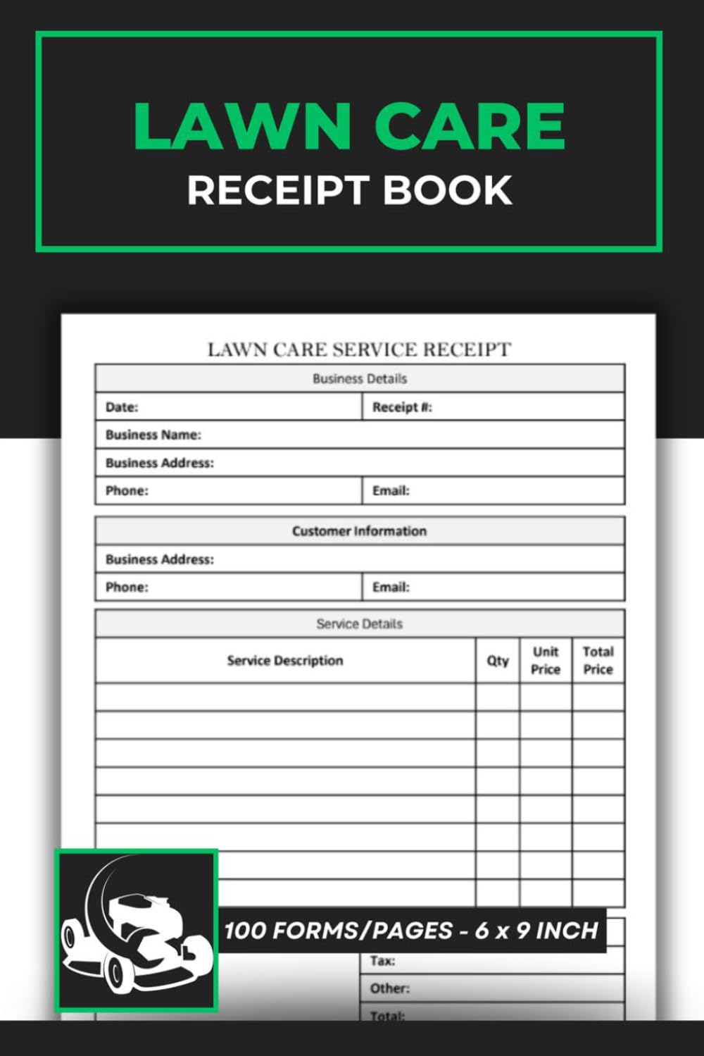 ler totalmente Lawn Care Receipt Book: Landscaping Service Receipt Form | 50 Forms (Single-Sided Sheets)