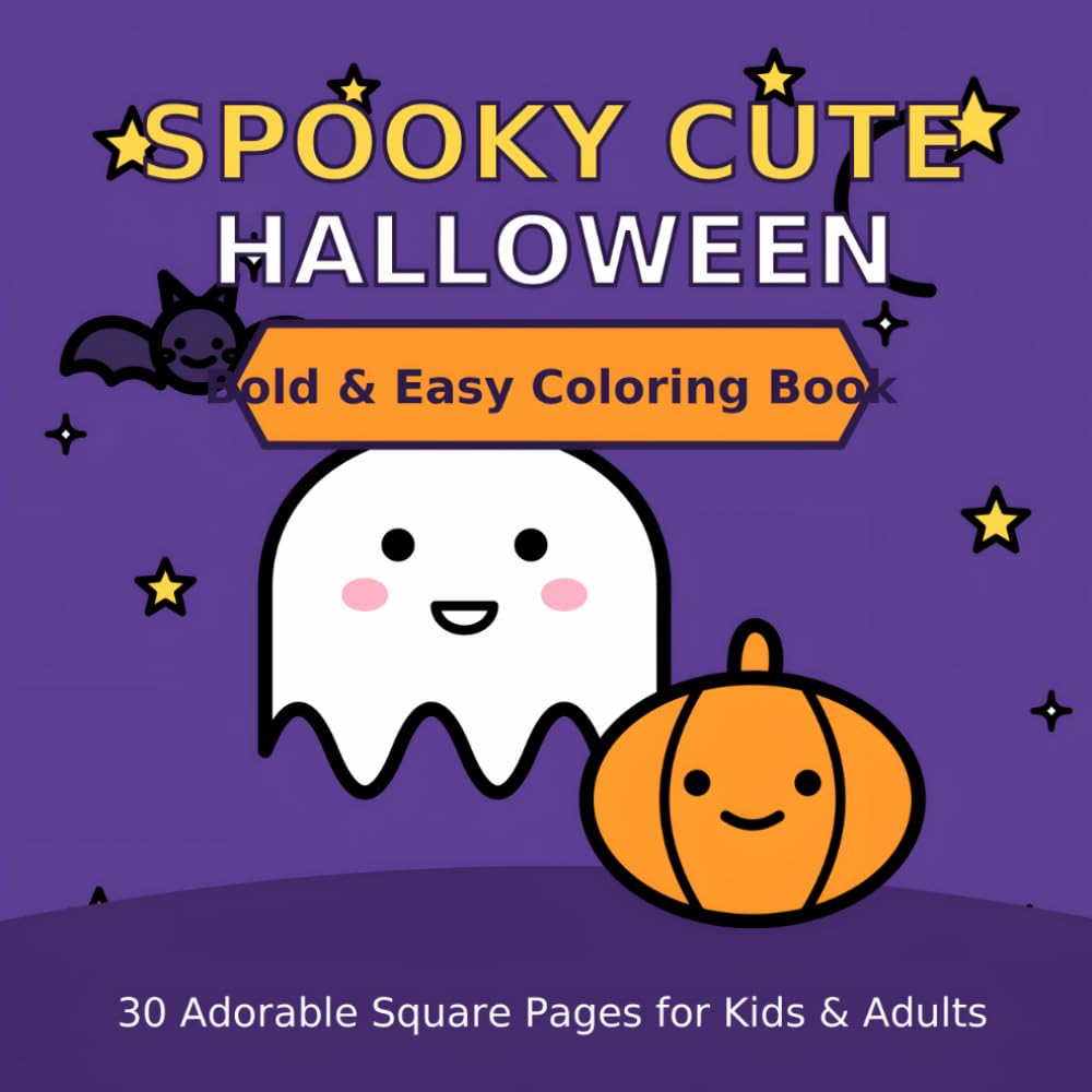 Spooky Cute Halloween Coloring Book: 30 Adorable Square Pages for Kids and Adults baixar o livro de graça