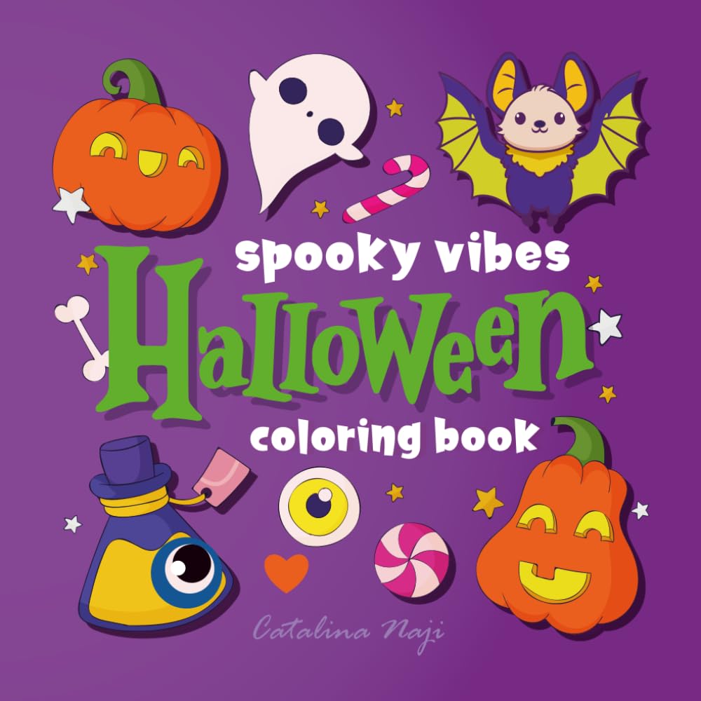Spooky Vibes Halloween Coloring Book for Kids.: Cute Ghosts, Pumpkins, Cats, and Fun Spooky Scenes. Simple and Relaxing Coloring Pages for Adults and Kids baixar livro de graça