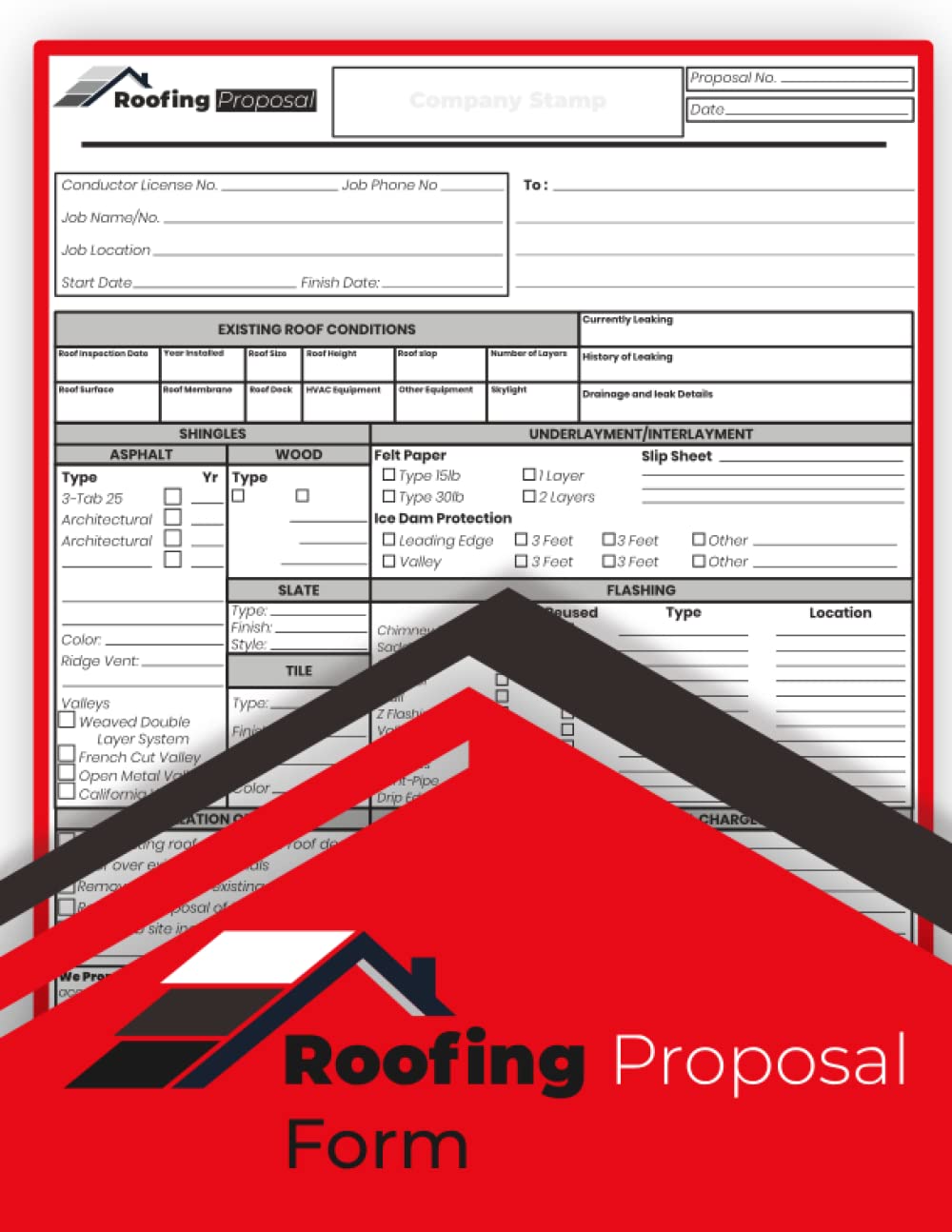 ler totalmente Roofing Proposal Forms Book: Perfect to help you prepare a roofing estimate for a client or company. (100 Pages 8.5''x11'' Inch).